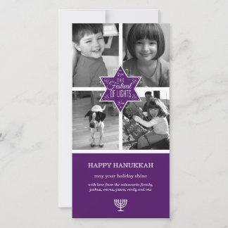 Dekorative Typografie Lila Star Hanukkah Feiertagskarte