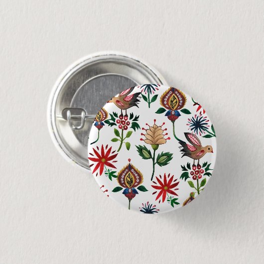 Dekorative ukrainische Blume Button (Vorne & Hinten)