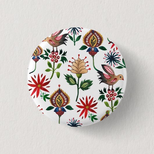 Dekorative ukrainische Blume Button (Vorderseite)