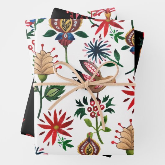 Dekorative ukrainische Blume Geschenkpapier Set (Beispiel)