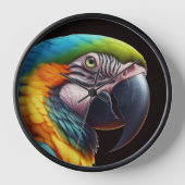Dekorative und farbenfrohe Papageienuhr Uhr (Vorderseite)