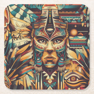 Dekorative Untersetzer in blau "Mesoamerican Motif