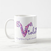 Dekorative V Monogramm-Tasse der violetten Kaffeetasse (Links)