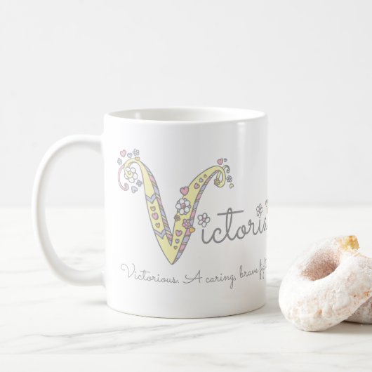 Dekorative V Monogramm-Tasse Kaffeetasse (Mit Donut)
