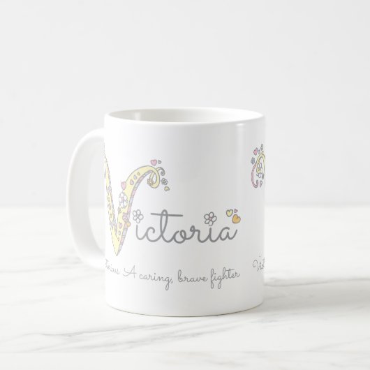 Dekorative V Monogramm-Tasse Kaffeetasse (Vorderseite Links)