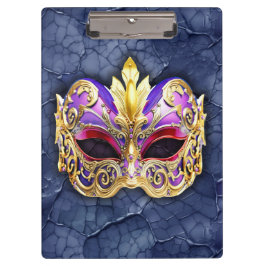 Dekorative Venezianische Maske auf der texturierte Klemmbrett