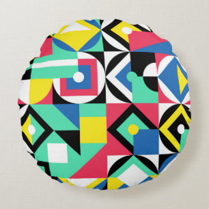 Dekorative Verzierung geometrischer Formen. farben Rundes Kissen