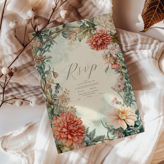 Dekorative Viktorianische Royal Floral Wedding RSVP Karte