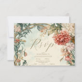 Dekorative Viktorianische Royal Floral Wedding RSVP Karte (Vorderseite)