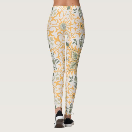 Dekorative Vintage Blumenweine Leggings (Rückseite)