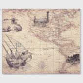 Dekorative Vintage Karte, Retro-Weltkarten-Muster Geschenkpapier (Flach)