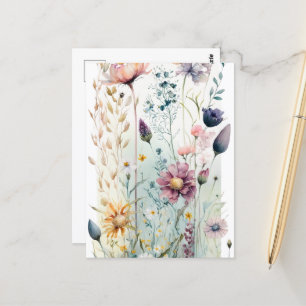 Dekorative Vintage-Wasserfarben-Blumen Postkarte
