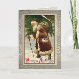 Dekorative Vintage-Weihnachtskarte von Santa Claus Feiertagskarte