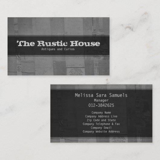 Dekorative Visitenkarte Rustikale Papiermuster (Vorne/Hinten)