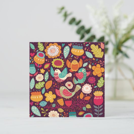 Dekorative Vögel Feiertagskarte (Stehend Vorderseite)