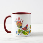 Dekorative Vögel mit Blumen & Beeren Kunstbecher Tasse (Links)