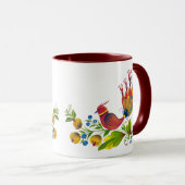 Dekorative Vögel mit Blumen & Beeren Kunstbecher Tasse (VorderseiteRechts)