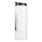 Dekorative Volkskunst-Illustration eines Papageis Thermosbecher (Nach rechts gedreht)