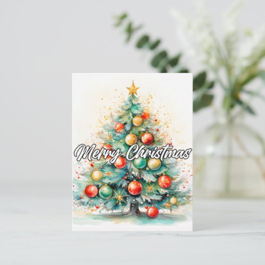 Dekorative Weihnachtsbaume Postkarte (Stehend Vorderseite)