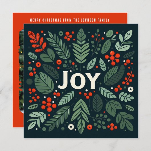 Dekorative Weihnachtsbeeren Feiertagskarte (Vorne/Hinten)