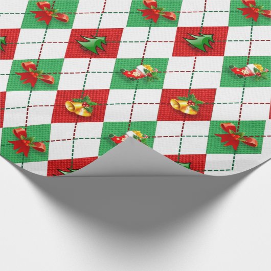 Dekorative Weihnachtsschmuck Elegant im Weißen Geschenkpapier (Ecke)