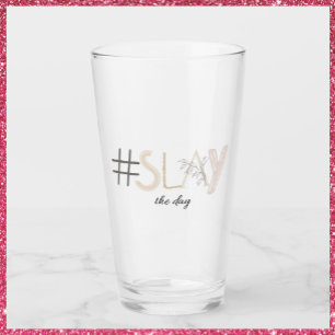Dekorative Weiß & Beige SLAY the Day Glass Glas