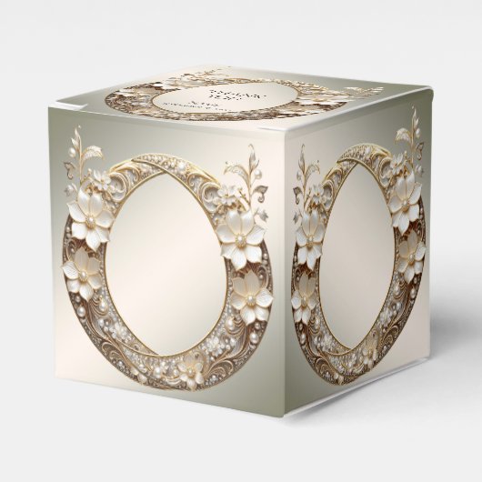 Dekorative weiße Blumen-Geschenkbox Geschenkschachtel (Vorderseite)