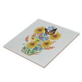 Dekorative Wildblume Bouquet und Butterfly Fliese (Seite)