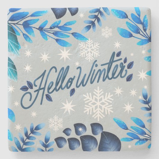 Dekorative Winter-Blätter Steinuntersetzer (Vorderseite)