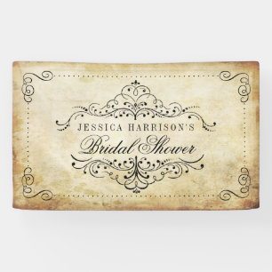 Dekorative Wirbel Hochzeitsbrause Vintage Banner
