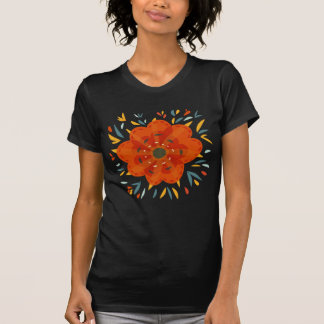 Dekorative wunderliche orange Blume T-Shirt