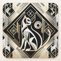 Dekorativer Abstrakter Black Cat Paper Untersetzer