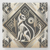 Dekorativer Abstrakter Black Cat Stone Untersetzer (Vorderseite)