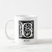 Dekorativer Alphabet-Buchstabe B mit Monogramm Kaffeetasse (Links)
