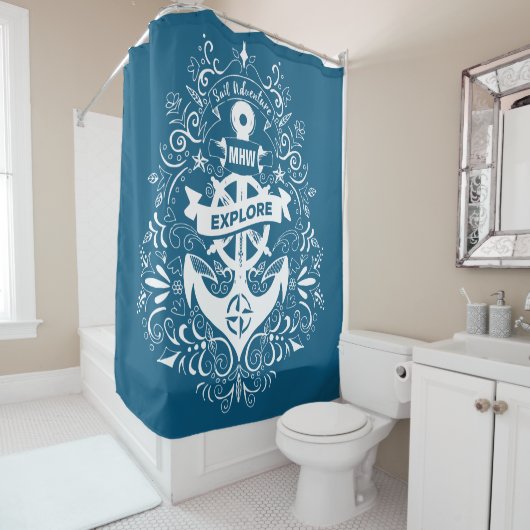 Dekorativer Anker-Duschvorhang mit Monogramm Duschvorhang (Beispiel)