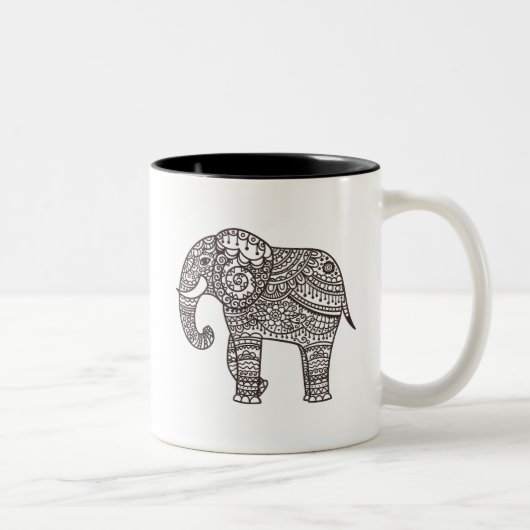 Dekorativer Art-Elefant Zweifarbige Tasse (Rechts)