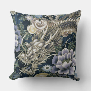 Dekorativer asiatischer Dracheblumenpatten-Kissen Kissen