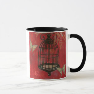 Dekorativer Birdcage mit Schmetterlingen Tasse
