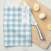 Dekorativer blauer Büffel-Karo Geschirrtuch (Viertel Falte)