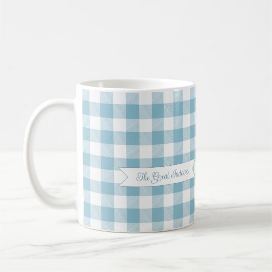 Dekorativer blauer Büffel-Karo Kaffeetasse (Links)