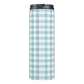 Dekorativer blauer Büffel-Karo Thermosbecher (Rückseite)