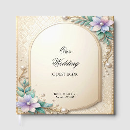 Dekorativer Blumenrahmen mit Perlen Gästebuch
