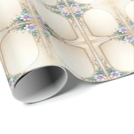 Dekorativer Blumenrahmen mit Perlen Geschenkpapier