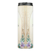 Dekorativer Blumenrahmen mit Perlen Thermosbecher (Rückseite)