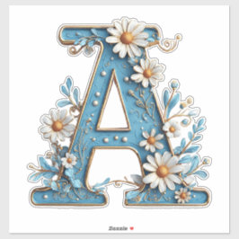 Dekorativer Buchstabe A mit blauem Email Aufkleber