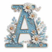 Dekorativer Buchstabe A mit blauem Email Aufkleber (Vorderseite)