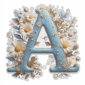 Dekorativer Buchstabe A mit blauem Email Aufkleber (Vorderseite)