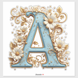 Dekorativer Buchstabe A mit blauem Emaille Aufkleber