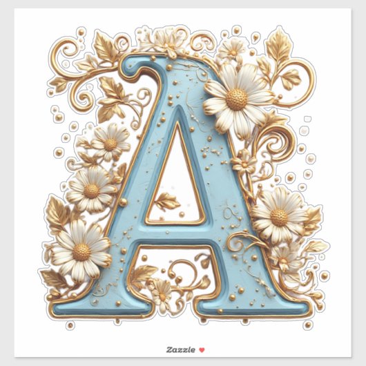 Dekorativer Buchstabe A mit blauem Emaille Aufkleber (Blatt)