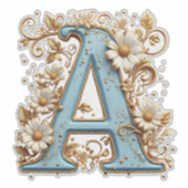 Dekorativer Buchstabe A mit blauem Emaille Aufkleber (Vorderseite)